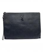 Saint Laurent Parisサンローランパリ）の古着「YSLロゴ型押しクラッチバッグ」｜ブラック
