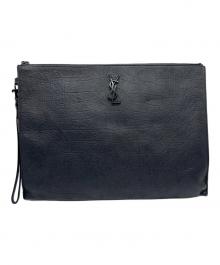 Saint Laurent Paris（サンローランパリ）の古着「YSLロゴ型押しクラッチバッグ」｜ブラック