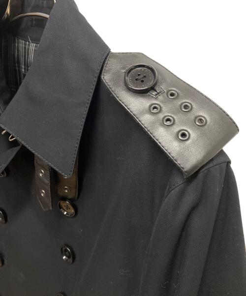 BURBERRY BLACK LABEL（バーバリーブラックレーベル）BURBERRY BLACK LABEL (バーバリーブラックレーベル) レザー切替ステンカラーコート ブラック サイズ:SIZE Lの古着・服飾アイテム