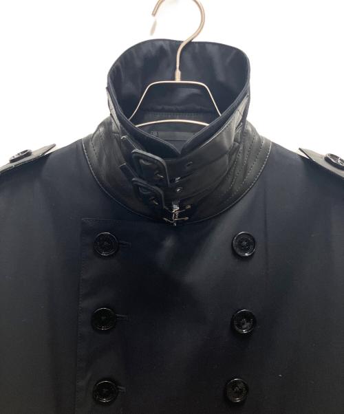 BURBERRY BLACK LABEL（バーバリーブラックレーベル）BURBERRY BLACK LABEL (バーバリーブラックレーベル) レザー切替ステンカラーコート ブラック サイズ:SIZE Lの古着・服飾アイテム