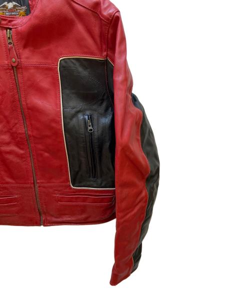 HARLEY-DAVIDSON（ハーレーダビッドソン）HARLEY-DAVIDSON (ハーレーダビッドソン) レザージャケット レッド×ブラック サイズ:Mの古着・服飾アイテム