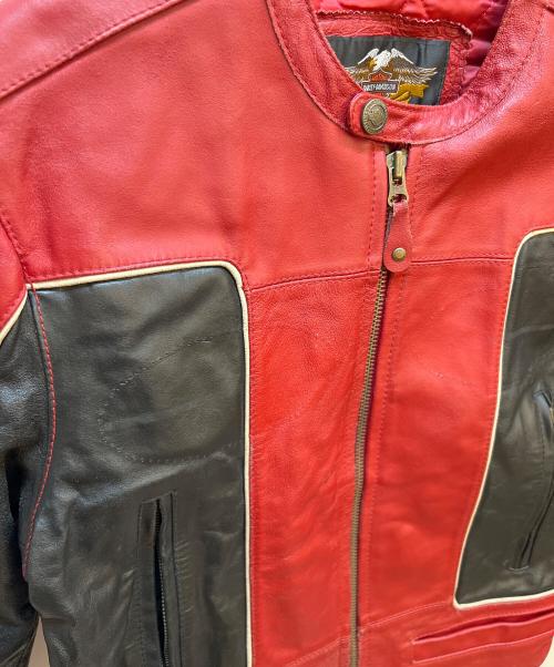 HARLEY-DAVIDSON（ハーレーダビッドソン）HARLEY-DAVIDSON (ハーレーダビッドソン) レザージャケット レッド×ブラック サイズ:Mの古着・服飾アイテム