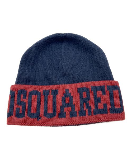 DSQUARED2（ディースクエアード）DSQUARED2 (ディースクエアード) ニット帽 ネイビー×レッド 未使用品の古着・服飾アイテム
