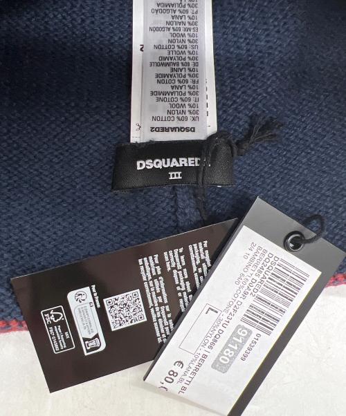 DSQUARED2（ディースクエアード）DSQUARED2 (ディースクエアード) ニット帽 ネイビー×レッド 未使用品の古着・服飾アイテム