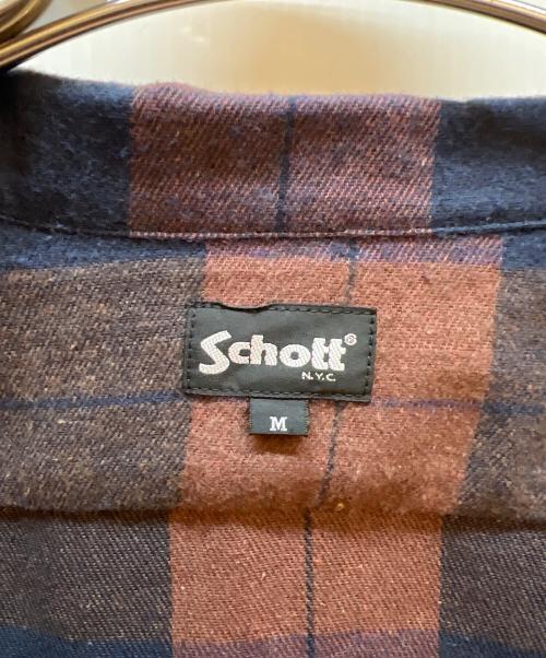 Schott（ショット）Schott (ショット) 長袖シャツ ブラウン×ネイビー サイズ:Mの古着・服飾アイテム
