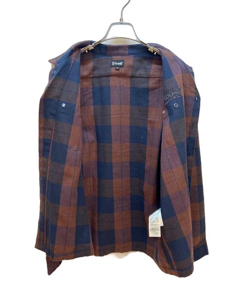 Schott（ショット）Schott (ショット) 長袖シャツ ブラウン×ネイビー サイズ:Mの古着・服飾アイテム