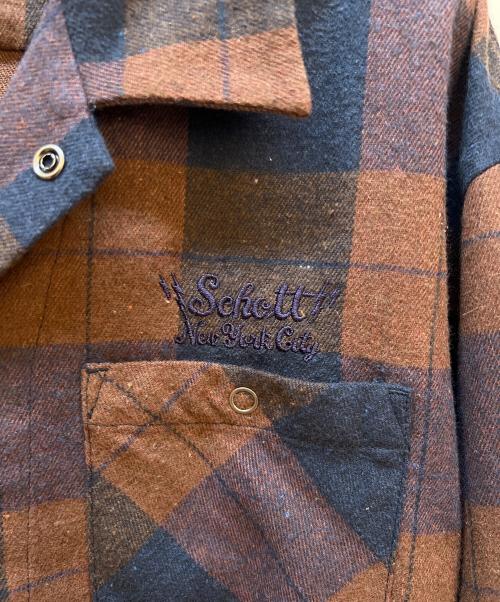 Schott（ショット）Schott (ショット) 長袖シャツ ブラウン×ネイビー サイズ:Mの古着・服飾アイテム