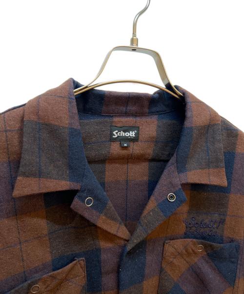 Schott（ショット）Schott (ショット) 長袖シャツ ブラウン×ネイビー サイズ:Mの古着・服飾アイテム