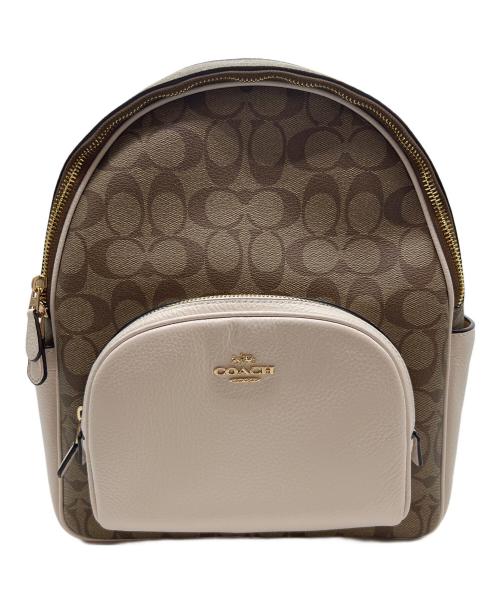 COACH（コーチ）COACH (コーチ) リュック/シグネチャー ベージュ×ブラウンの古着・服飾アイテム
