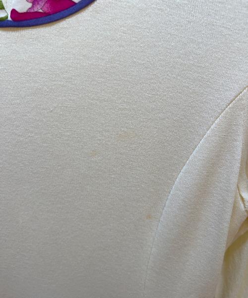 LEONARD（レオナール）LEONARD (レオナール) 半袖ワンピース アイボリー×パープル×ピンク サイズ:36の古着・服飾アイテム