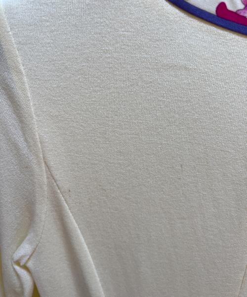 LEONARD（レオナール）LEONARD (レオナール) 半袖ワンピース アイボリー×パープル×ピンク サイズ:36の古着・服飾アイテム