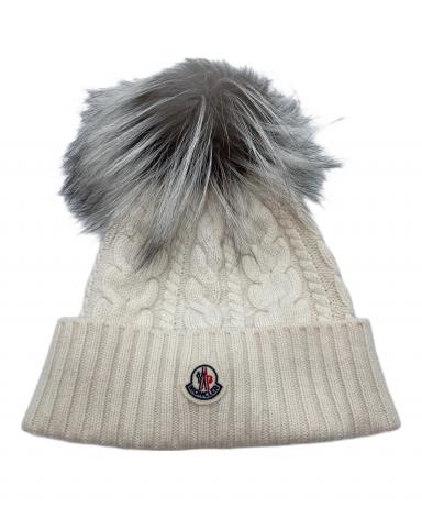 【元値55000円】MONCLERニット帽 中古・古着通販】MONCLER (モンクレール) ニット帽 ベージュ｜ブランド
