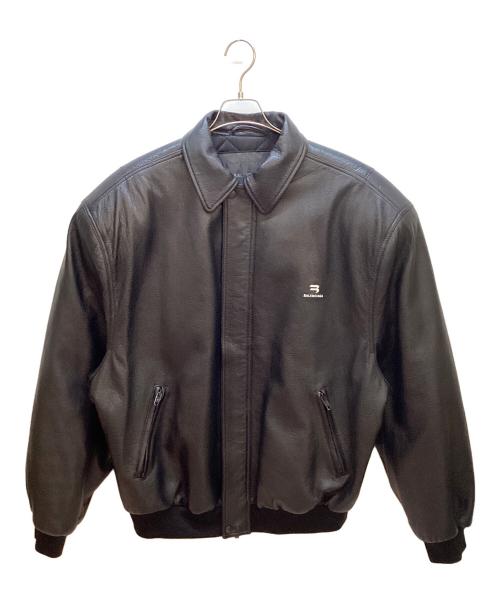 BALENCIAGA（バレンシアガ）BALENCIAGA (バレンシアガ) ジップアップレザーブルゾン ブラック サイズ:Sの古着・服飾アイテム