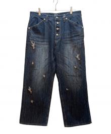THUG CLUB（サグ クラブ）の古着「Burn Down Denim Pants」｜インディゴ