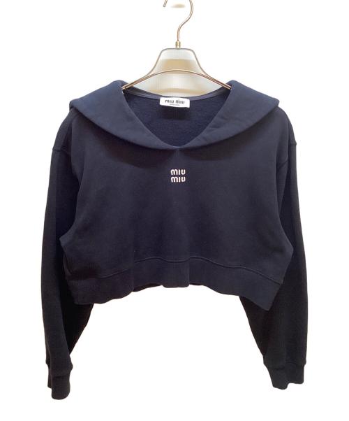 MIU MIU（ミュウミュウ）MIU MIU (ミュウミュウ) セーラーポイントロゴトップス ネイビー サイズ:Sの古着・服飾アイテム
