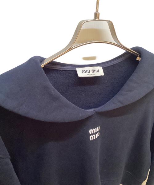 MIU MIU（ミュウミュウ）MIU MIU (ミュウミュウ) セーラーポイントロゴトップス ネイビー サイズ:Sの古着・服飾アイテム