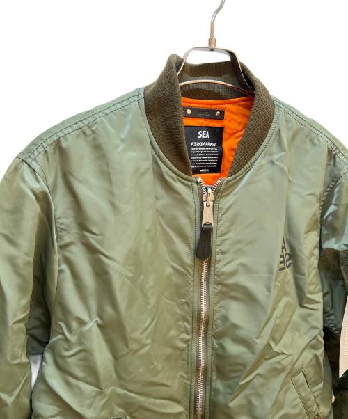MINEDENIM × WIND AND SEA（マインデニム ウィンダンシー）MINEDENIM × WIND AND SEA (マインデニム ウィンダンシー) フライトジャケット オリーブ サイズ:Lの古着・服飾アイテム