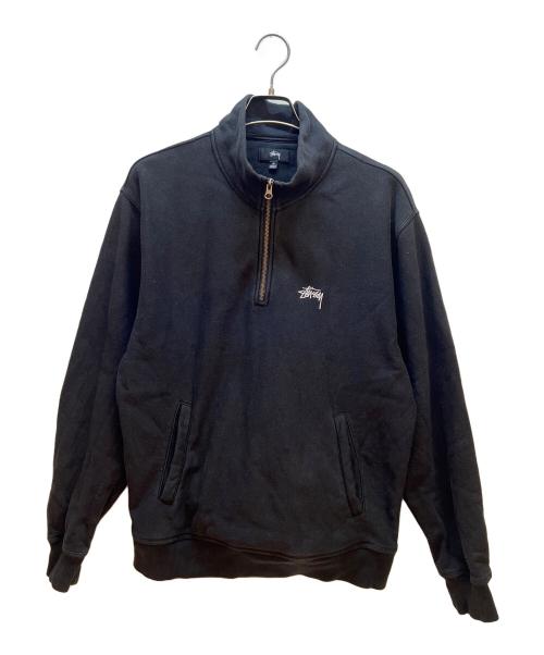 stussy（ステューシー）stussy (ステューシー) ハーフジップスウェット ブラック サイズ:Mの古着・服飾アイテム
