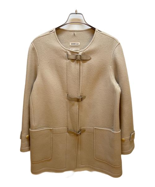 HERMES（エルメス）HERMES (エルメス) アピベルトノーカラーショートコート ベージュ サイズ:40の古着・服飾アイテム