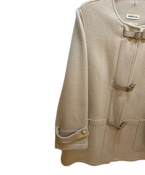 HERMES（エルメス）HERMES (エルメス) アピベルトノーカラーショートコート ベージュ サイズ:40の古着・服飾アイテム