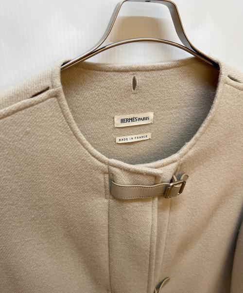 HERMES（エルメス）HERMES (エルメス) アピベルトノーカラーショートコート ベージュ サイズ:40の古着・服飾アイテム
