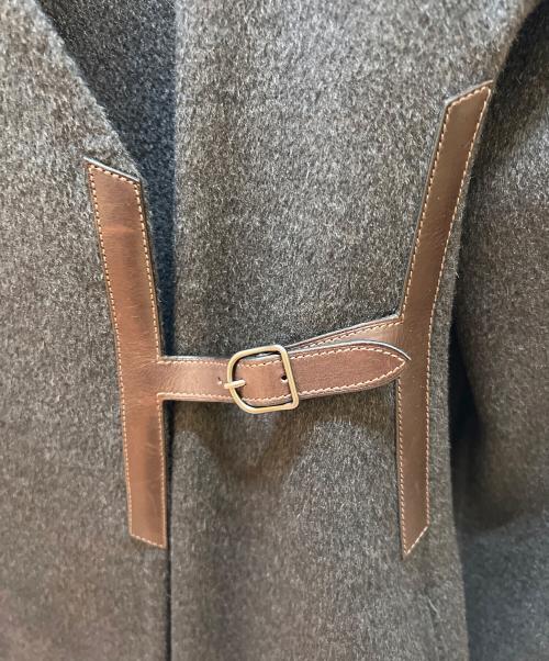 HERMES（エルメス）HERMES (エルメス) ノーカラーコート グレー サイズ:40の古着・服飾アイテム