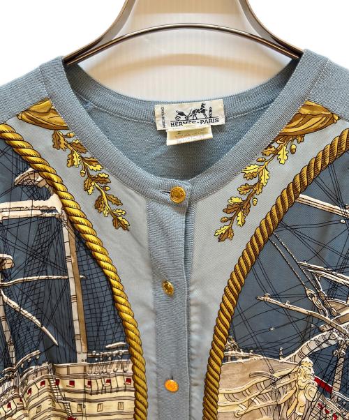 HERMES（エルメス）HERMES (エルメス) 薄手カーディガン スカイブルー サイズ:38の古着・服飾アイテム