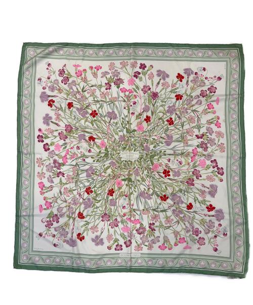 HERMES（エルメス）HERMES (エルメス) スカーフ ベージュ×グリーンの古着・服飾アイテム