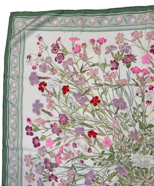 HERMES（エルメス）HERMES (エルメス) スカーフ ベージュ×グリーンの古着・服飾アイテム