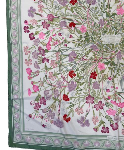 HERMES（エルメス）HERMES (エルメス) スカーフ ベージュ×グリーンの古着・服飾アイテム