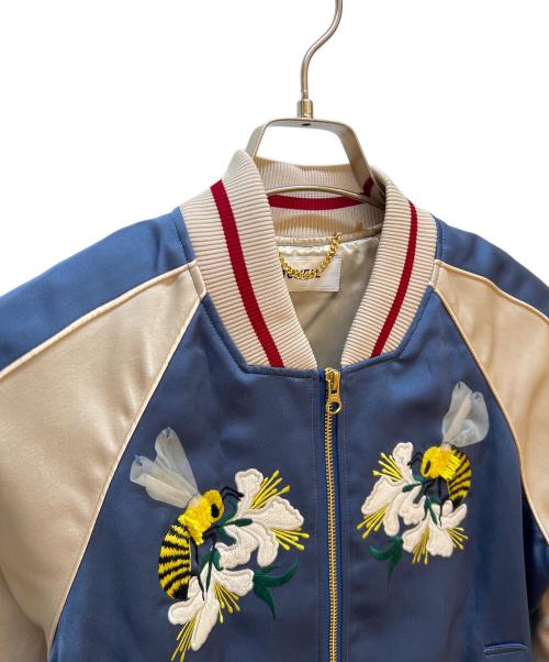 MUVEIL（ミュベール）MUVEIL (ミュベール) スカジャン ブルー×ベージュ サイズ:36の古着・服飾アイテム