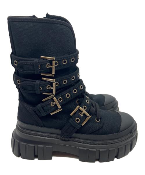 Hysteric Glamour（ヒステリックグラマー）Hysteric Glamour (ヒステリックグラマー) アイレットベルトコンバットスニーカー ブラック サイズ:25の古着・服飾アイテム