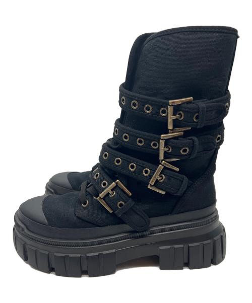 Hysteric Glamour（ヒステリックグラマー）Hysteric Glamour (ヒステリックグラマー) アイレットベルトコンバットスニーカー ブラック サイズ:25の古着・服飾アイテム