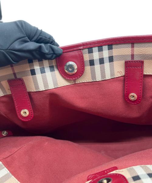BURBERRY（バーバリー）BURBERRY (バーバリー) トートバッグ ベージュ×レッドの古着・服飾アイテム