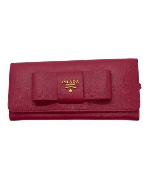 PRADA（プラダ）PRADA (プラダ) サフィアーノリボン長財布 ピンクの古着・服飾アイテム