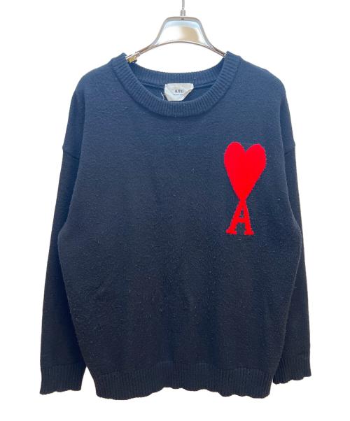 AMI Alexandre Mattiussi（アミアレクサンドルマテュッシ）AMI Alexandre Mattiussi (アミアレクサンドルマテュッシ) 厚手ニット ブラック×レッド サイズ:不明の古着・服飾アイテム