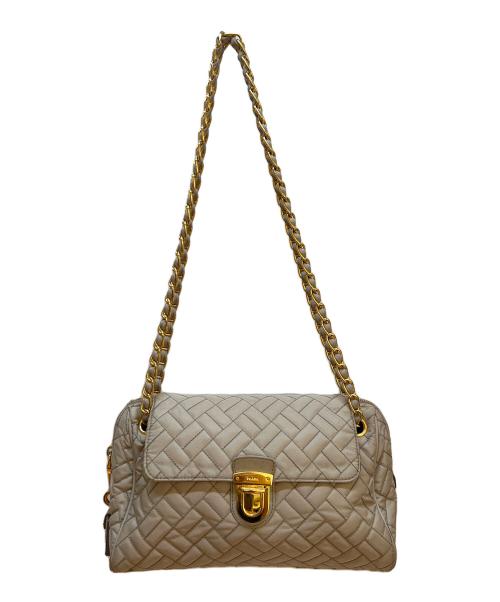 PRADA（プラダ）PRADA (プラダ) キルティングチェーンショルダーバッグ ベージュの古着・服飾アイテム