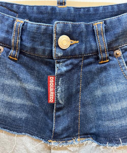 DSQUARED2（ディースクエアード）DSQUARED2 (ディースクエアード) デニム切替パンツ インディゴ×グレー サイズ:4の古着・服飾アイテム