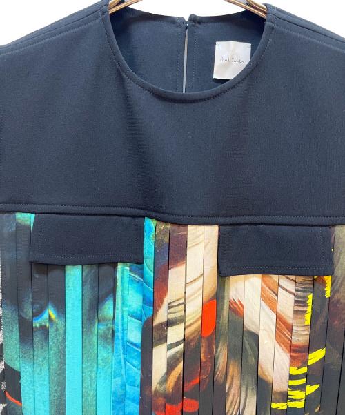PAUL SMITH（ポールスミス）PAUL SMITH (ポールスミス) ノースリーブ・キャミソールワンピース ブラック×マルチカラー サイズ:Lの古着・服飾アイテム