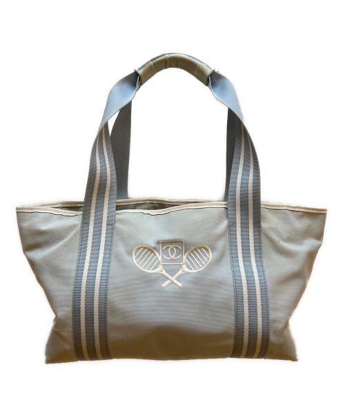CHANEL（シャネル）CHANEL (シャネル) テニストートバッグ ブルー×ホワイトの古着・服飾アイテム