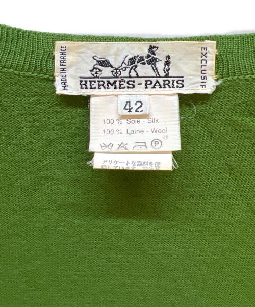HERMES（エルメス）HERMES (エルメス) 薄手カーディガン 黄緑 サイズ:42の古着・服飾アイテム