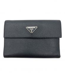 PRADA（プラダ）の古着「3つ折り財布」｜ブラック