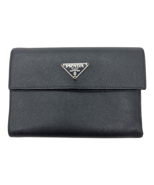 PRADA（プラダ）PRADA (プラダ) 3つ折り財布 ブラックの古着・服飾アイテム