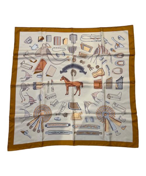 HERMES（エルメス）HERMES (エルメス) シルクスカーフ/カレ90 ベージュ 未使用品の古着・服飾アイテム