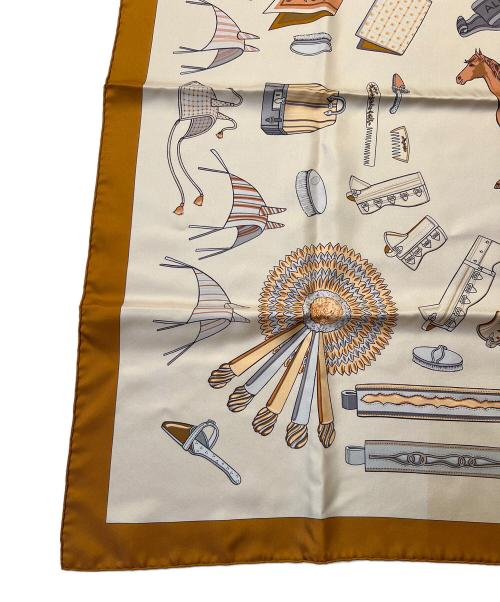 HERMES（エルメス）HERMES (エルメス) シルクスカーフ/カレ90 ベージュ 未使用品の古着・服飾アイテム
