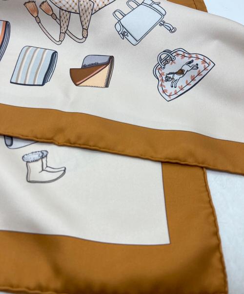 HERMES（エルメス）HERMES (エルメス) シルクスカーフ/カレ90 ベージュ 未使用品の古着・服飾アイテム