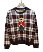 POLO RALPH LAURENポロ・ラルフローレン）の古着「クルーネックスウェット」｜ブラウン×ホワイト