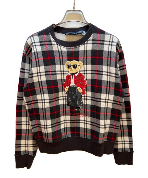 POLO RALPH LAUREN（ポロ・ラルフローレン）POLO RALPH LAUREN (ポロ・ラルフローレン) クルーネックスウェット ブラウン×ホワイト サイズ:XSの古着・服飾アイテム