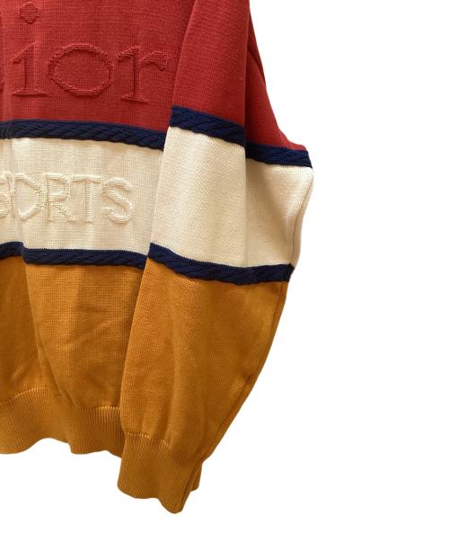 Christian Dior（クリスチャン ディオール）Christian Dior (クリスチャン ディオール) 厚手ニット レッド×ホワイト×オレンジ サイズ:Mの古着・服飾アイテム