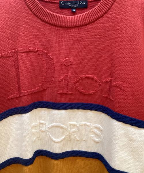Christian Dior（クリスチャン ディオール）Christian Dior (クリスチャン ディオール) 厚手ニット レッド×ホワイト×オレンジ サイズ:Mの古着・服飾アイテム